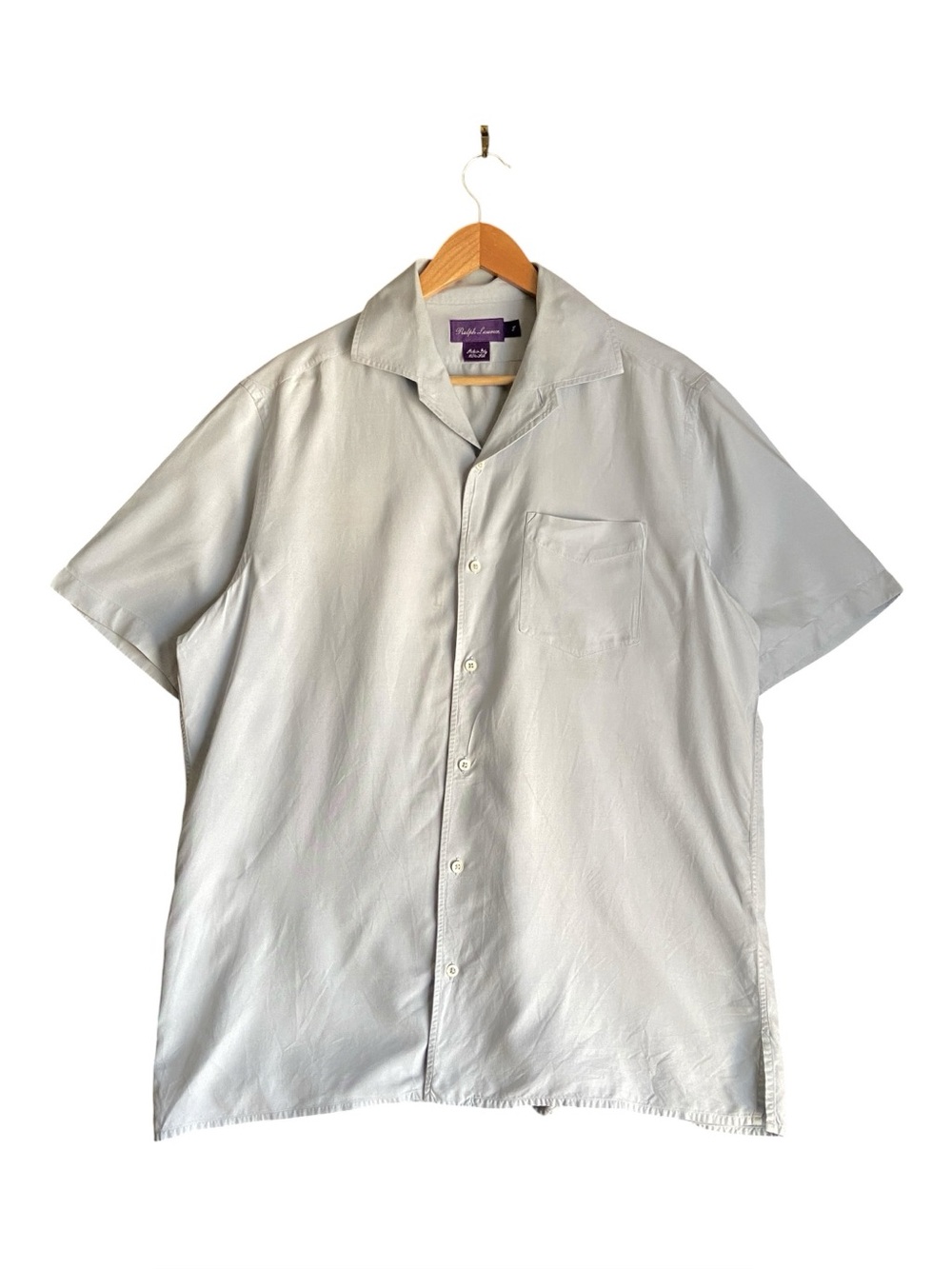 Ralph Lauren Purple Label | Men’s Casual Short-Sleeve Camp Collar Silk Shirt | L